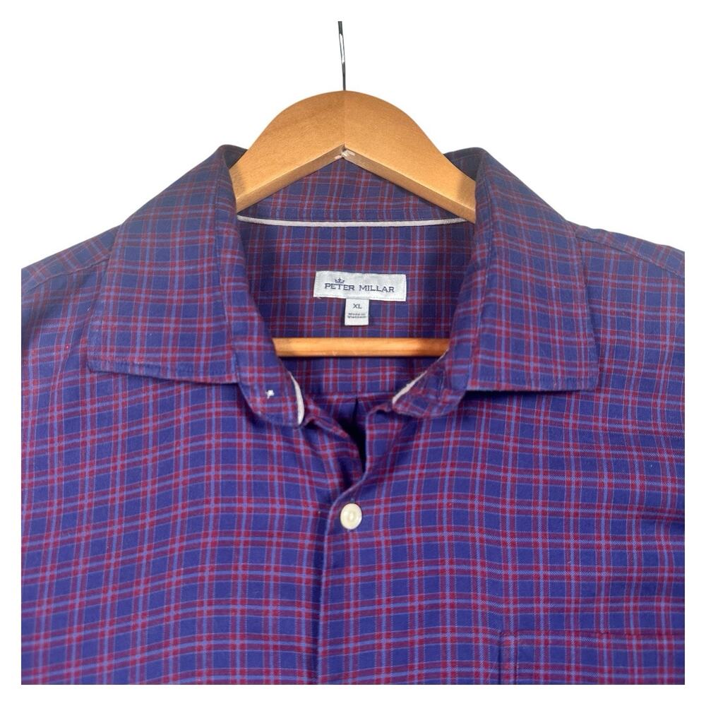 Peter Millar Men's Plaid Button-Down Shirt 👚 Size XL Cotton Causal